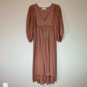 Super cute earthy brown flowy dress WITH POCKETS